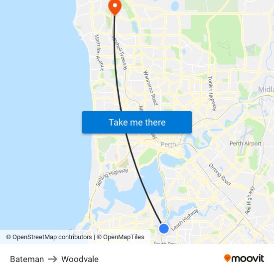 Bateman to Woodvale map