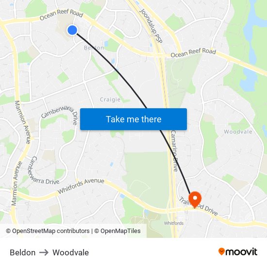 Beldon to Woodvale map