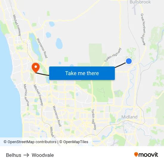 Belhus to Woodvale map