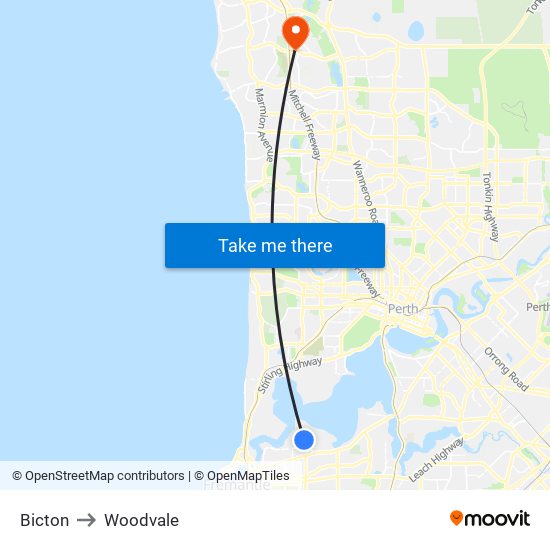 Bicton to Woodvale map