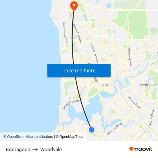 Booragoon to Woodvale map