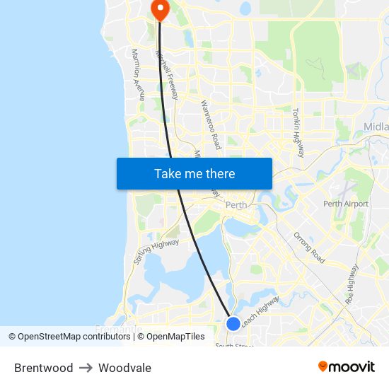 Brentwood to Woodvale map