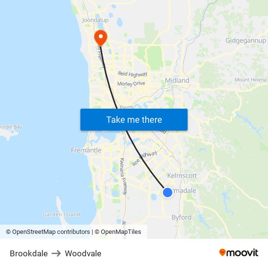 Brookdale to Woodvale map