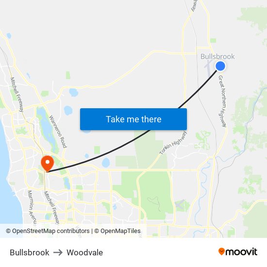 Bullsbrook to Woodvale map