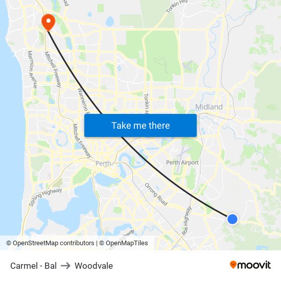 Carmel - Bal to Woodvale map