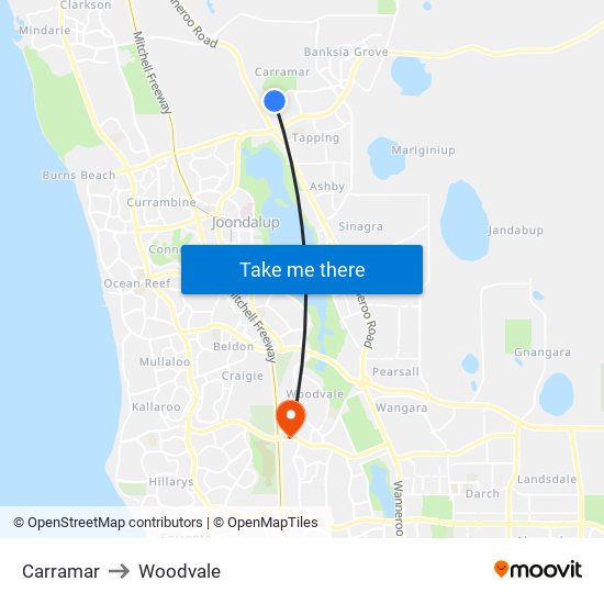 Carramar to Woodvale map