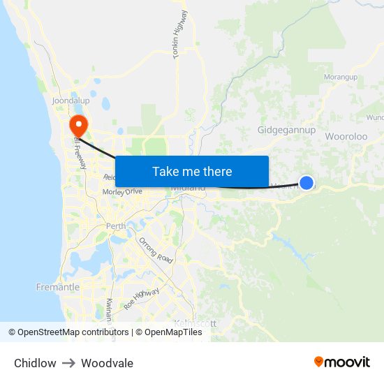 Chidlow to Woodvale map