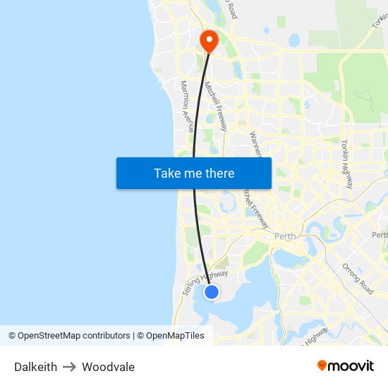 Dalkeith to Woodvale map