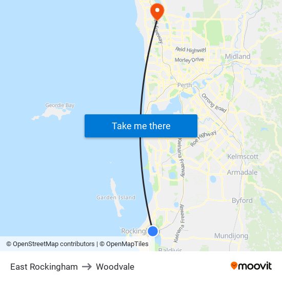 East Rockingham to Woodvale map