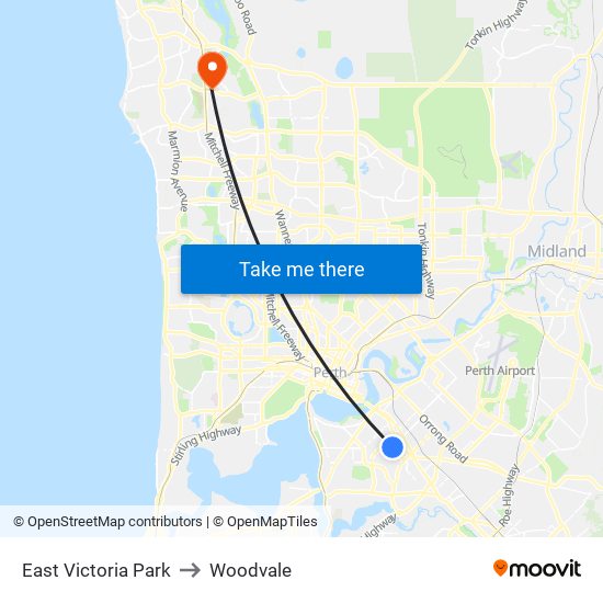 East Victoria Park to Woodvale map