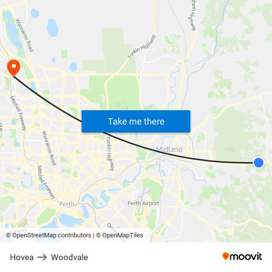 Hovea to Woodvale map