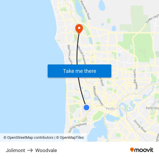 Jolimont to Woodvale map