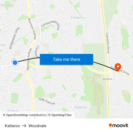 Kallaroo to Woodvale map