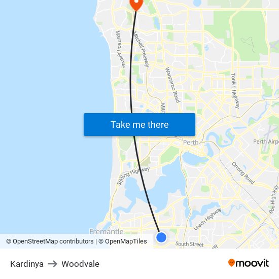 Kardinya to Woodvale map