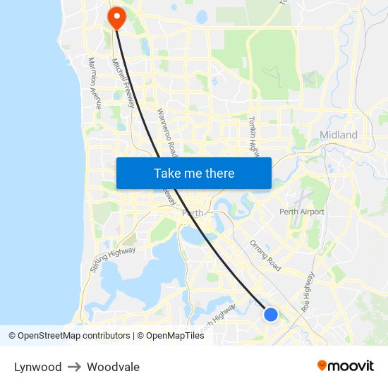 Lynwood to Woodvale map