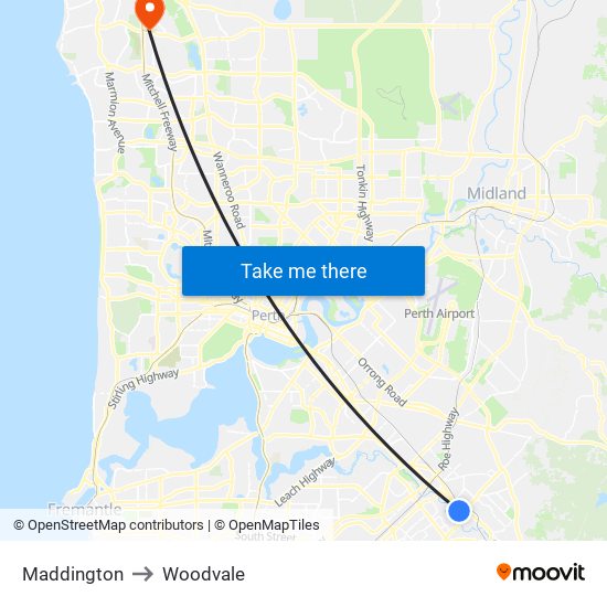 Maddington to Woodvale map