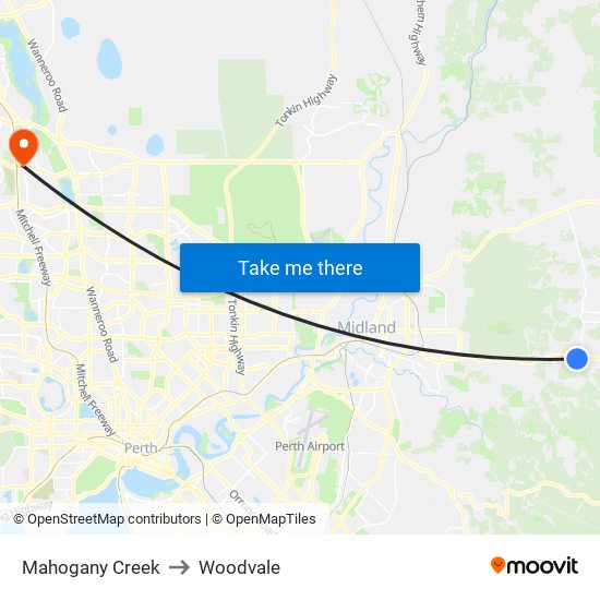 Mahogany Creek to Woodvale map