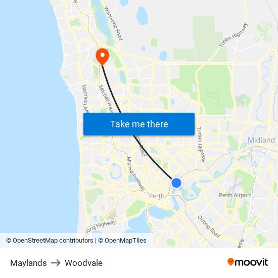 Maylands to Woodvale map