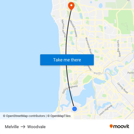 Melville to Woodvale map