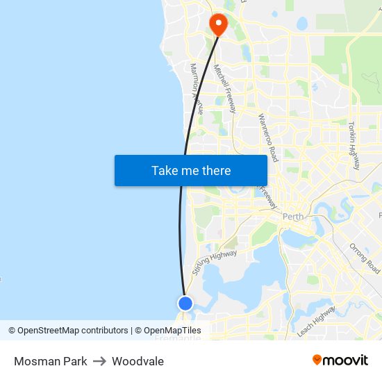 Mosman Park to Woodvale map