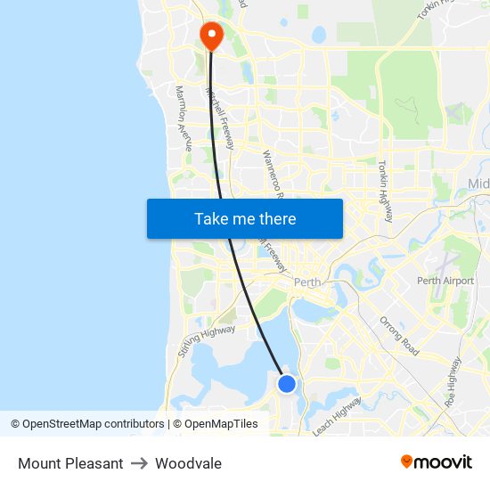 Mount Pleasant to Woodvale map