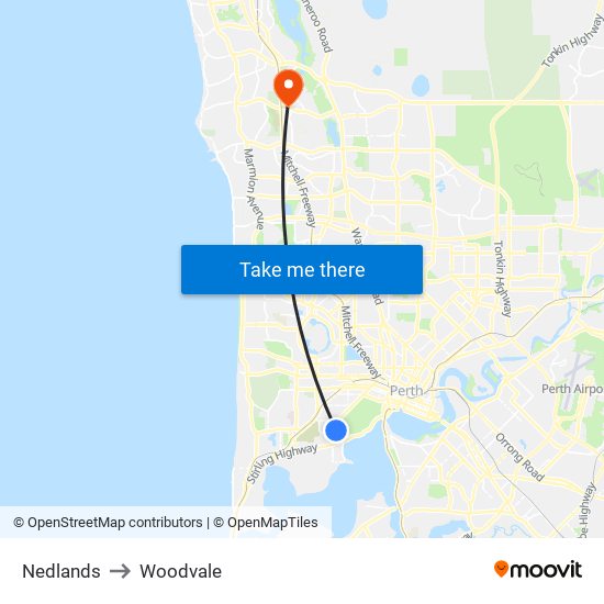 Nedlands to Woodvale map