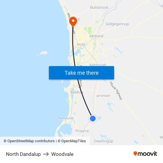 North Dandalup to Woodvale map