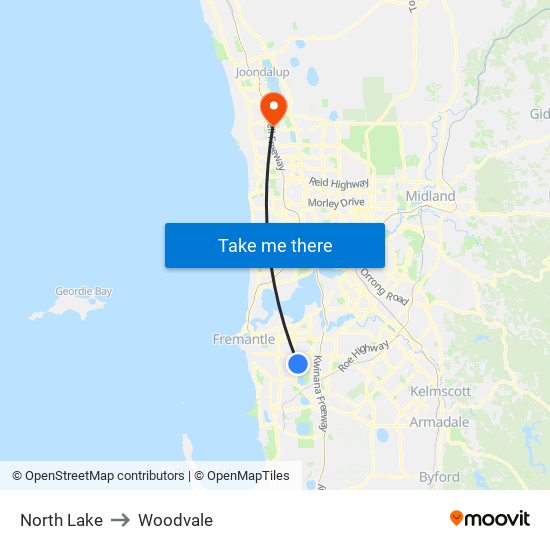 North Lake to Woodvale map