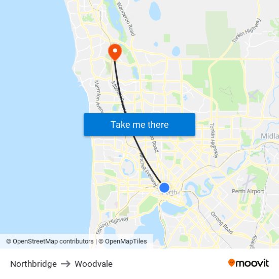 Northbridge to Woodvale map