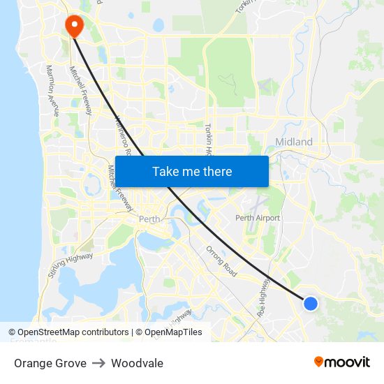 Orange Grove to Woodvale map