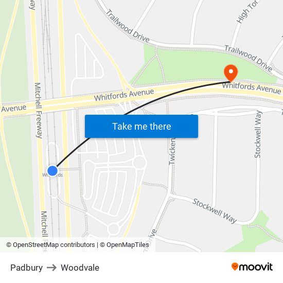 Padbury to Woodvale map