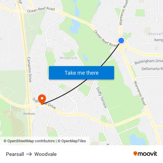 Pearsall to Woodvale map