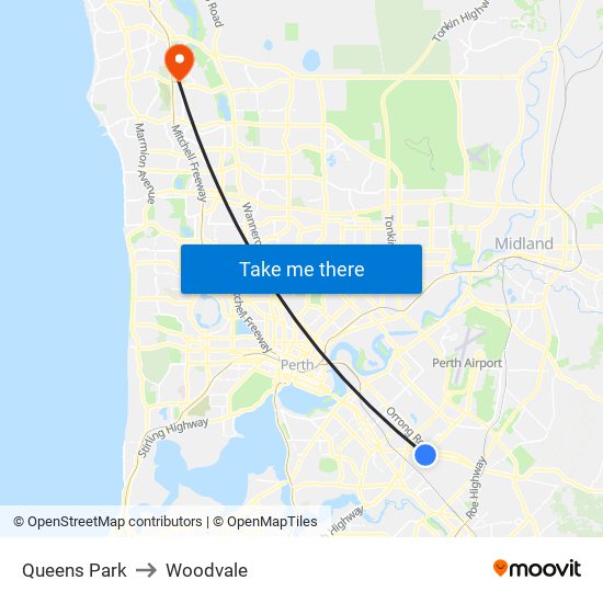 Queens Park to Woodvale map