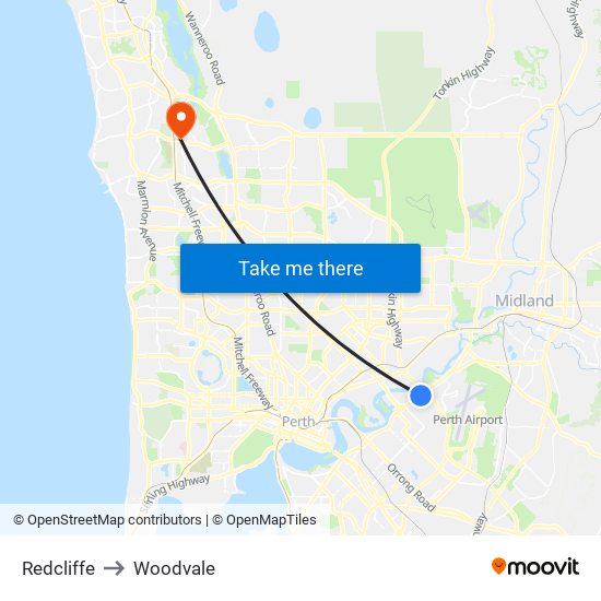 Redcliffe to Woodvale map