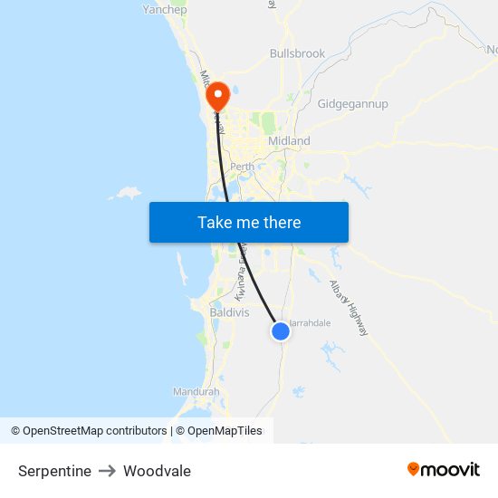 Serpentine to Woodvale map