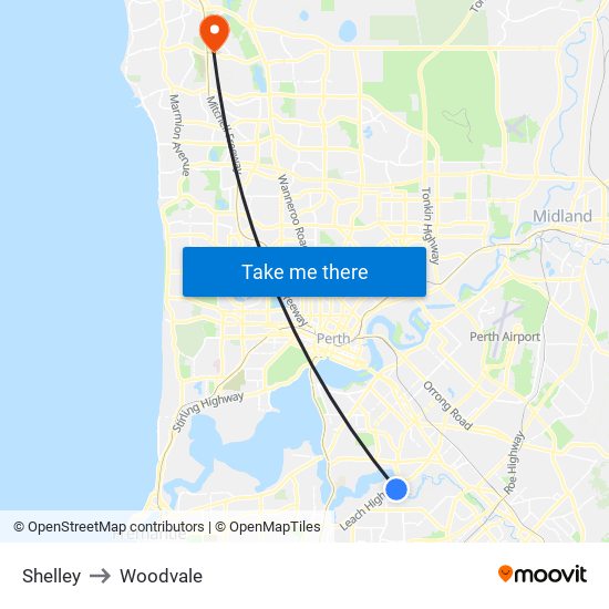 Shelley to Woodvale map