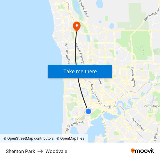 Shenton Park to Woodvale map