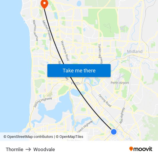 Thornlie to Woodvale map