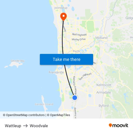 Wattleup to Woodvale map