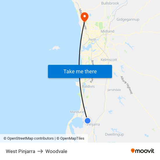 West Pinjarra to Woodvale map