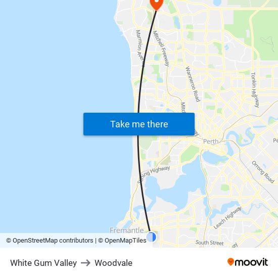 White Gum Valley to Woodvale map