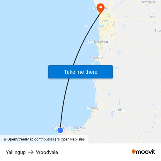 Yallingup to Woodvale map
