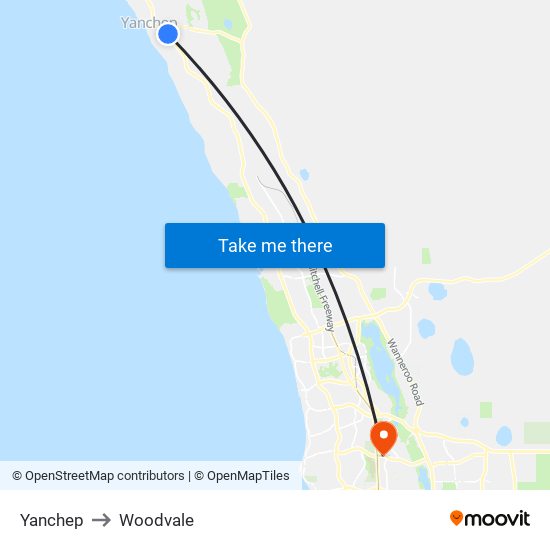 Yanchep to Woodvale map