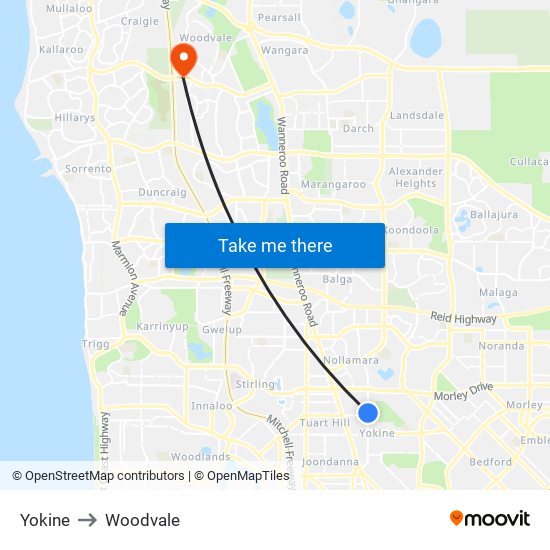 Yokine to Woodvale map