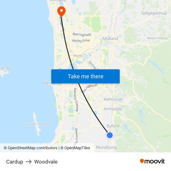 Cardup to Woodvale map