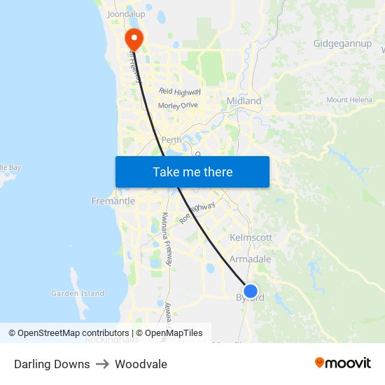 Darling Downs to Woodvale map