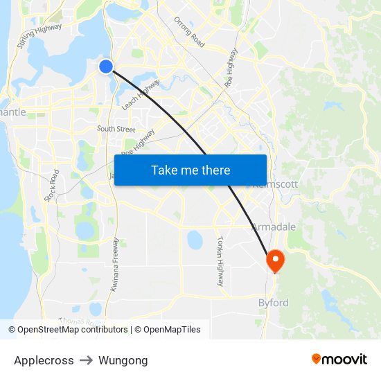 Applecross to Wungong map