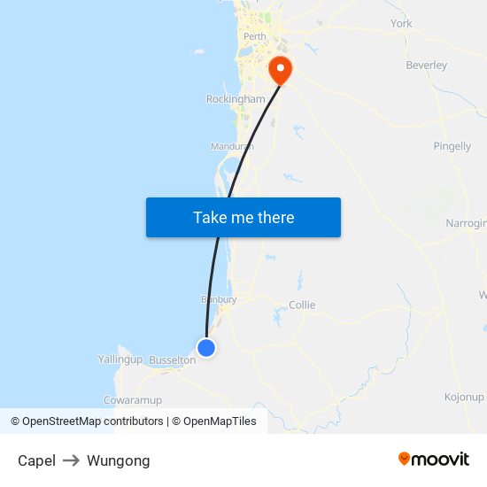 Capel to Wungong map