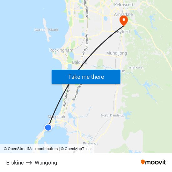 Erskine to Wungong map