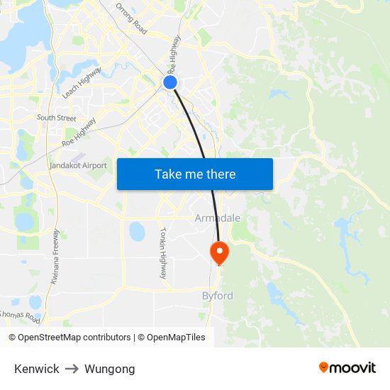 Kenwick to Wungong map
